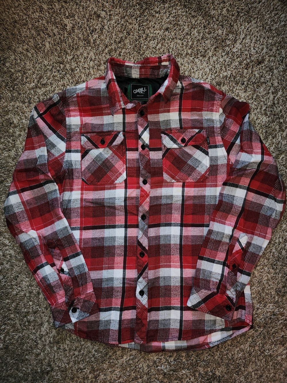 O’Neill Red Plaid Flannel Medium Button Up